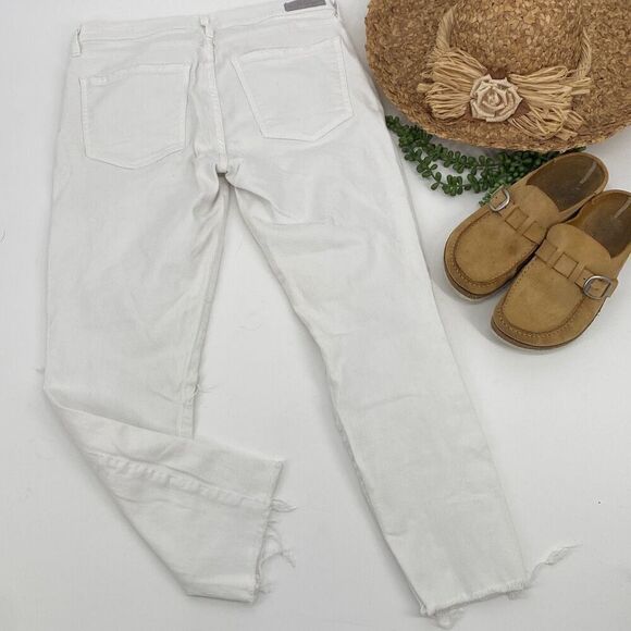 AGOLDE | Revolve Sophie Crop Distressed Mid -Rise Jeans white 29 - Picture 3 of 16